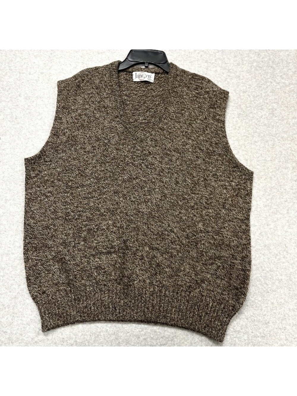 Vintage Jantzen Men's Large Brown Knit V-Neck Sweater Vest Made in USA Preppy